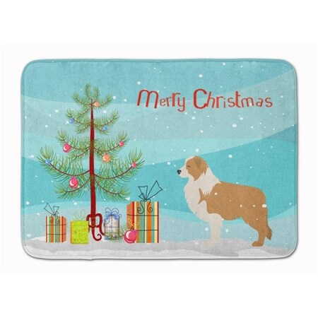 Carolines Treasures Carolines Treasures BB2940RUG Red Border Collie Merry Christmas Tree Machine Washable Memory Foam Mat BB2940RUG